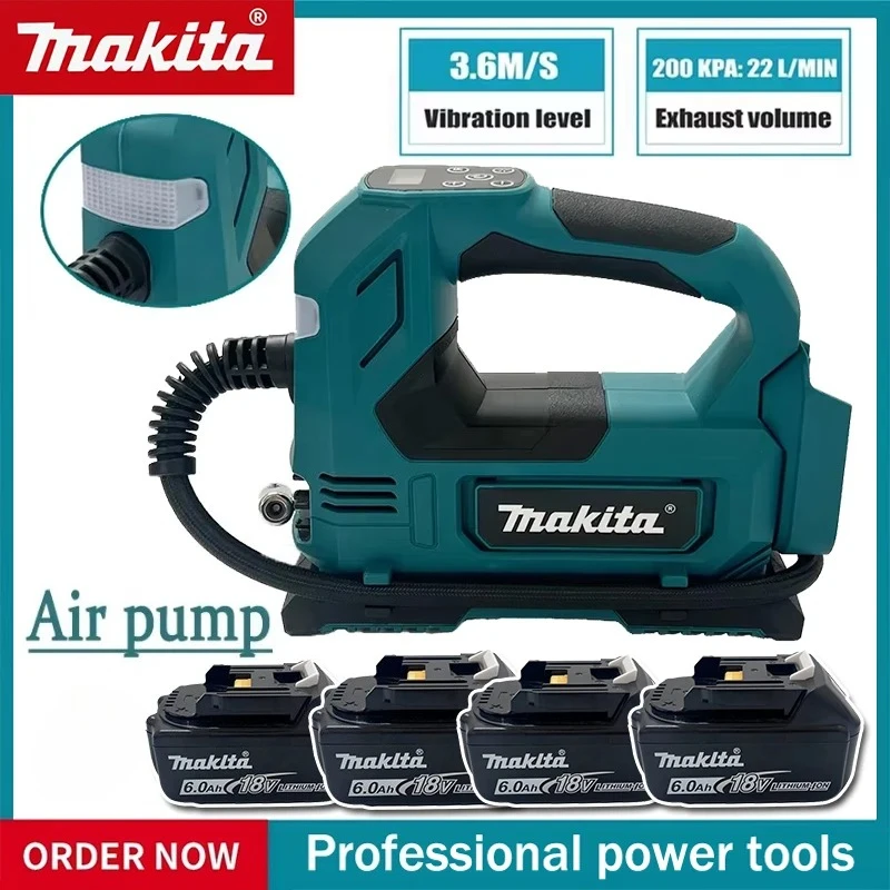 

Беспроводной бесщеточный воздушный насос Makita 18V для автомобилей и мотоциклов: портативный насос для шин с цифровым дисплеем