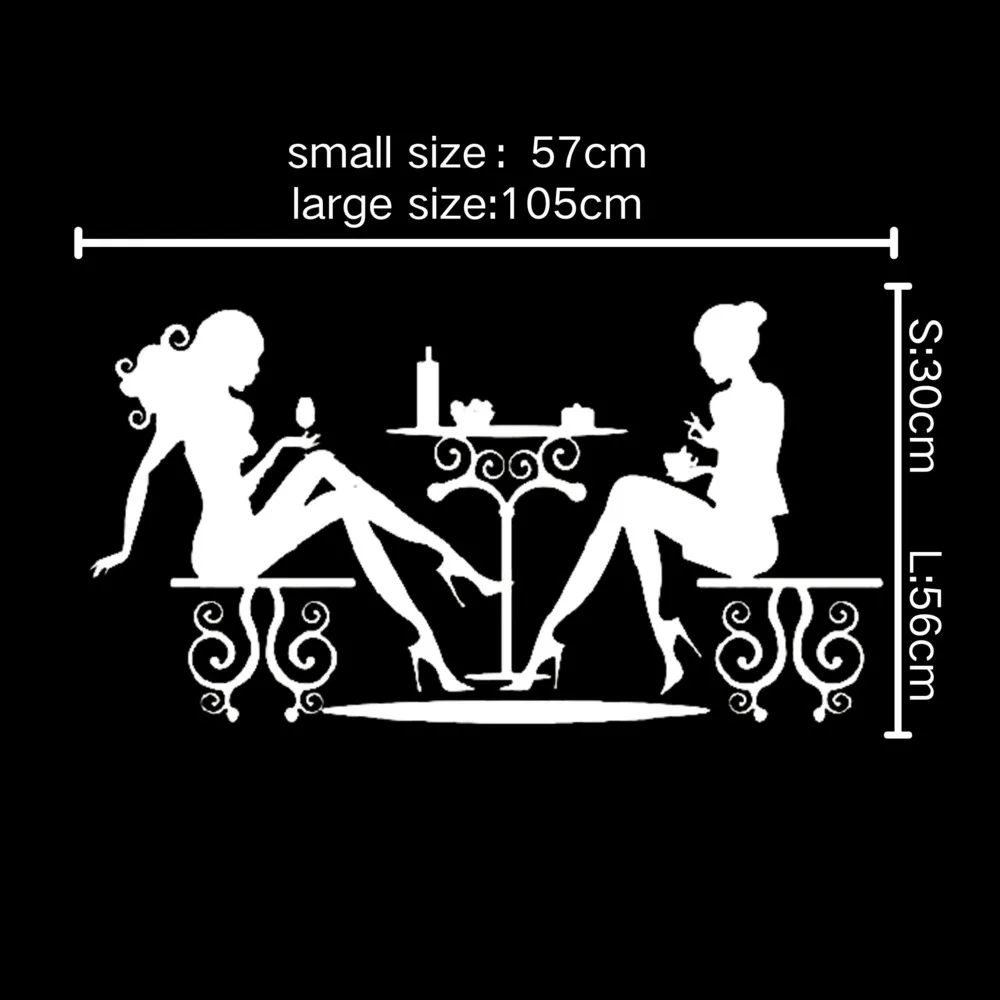 Pegatina de ventana de vidrio a la moda, barra de bebidas de café, tienda, adhesivo decorativo para mujer Sexy, póster publicitario, pegatina de tienda de pared