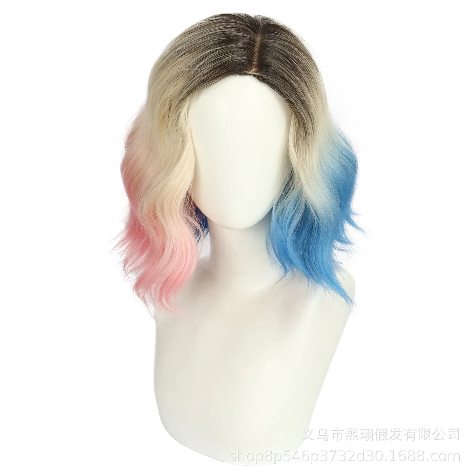 Colorful Short Synthetic Wig Inspired By Enid-Style TV Character, Highlight Cosplay Hairpiece, Anime Party, Wholesale