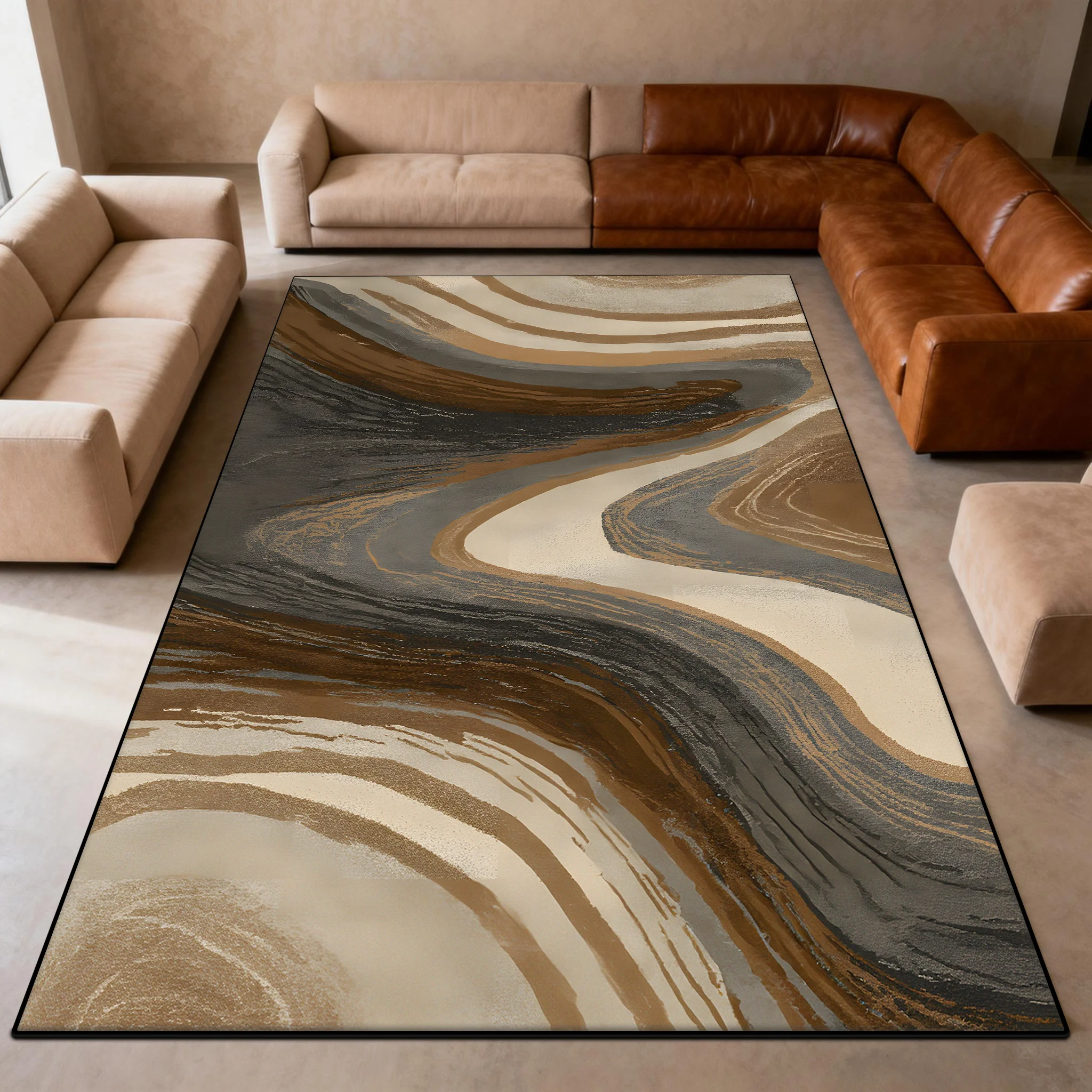 Modern Abstract Carpet Living Room Coffee Table Home Bedroom Decor Floor Mat Non-slip Easy Cleaning Soft Flannel Rugs Bedside