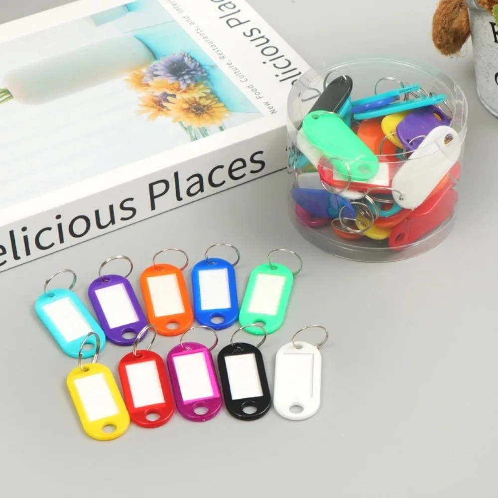 50pcs Colorful Plastic Key Tags Card Label Label Window Keychain Key Tags Split Ring Key Ring ID Label Name Tags Hotel Number