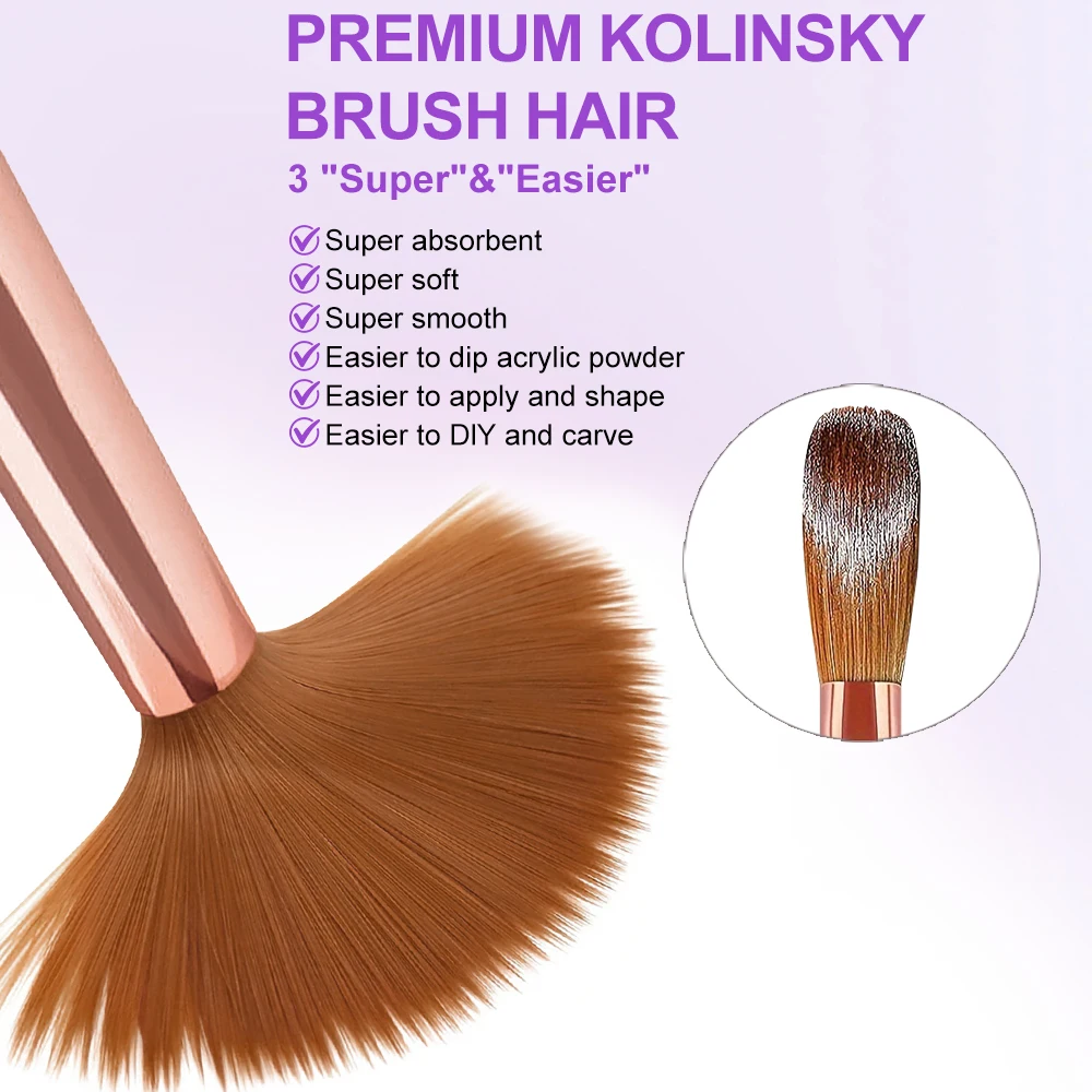 Zestaw 3 pędzli do zdobienia paznokci, pędzle do modelowania paznokci akrylowych 3D, narzędzia do rzeźbienia i przedłużania paznokci # 8/ # 10/ #   Różowy drewniany długopis z kryształkami