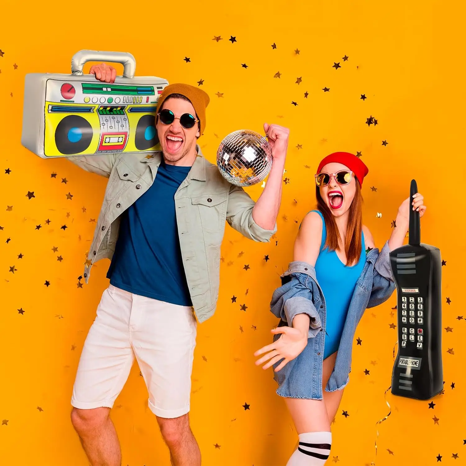 80er 90er Jahre Simulierte Aufblasbare Lustige Radio-Handy-Requisiten PVC Aufblasbare Themenparty-Dekorationen Musikparty-Foto-Requisiten