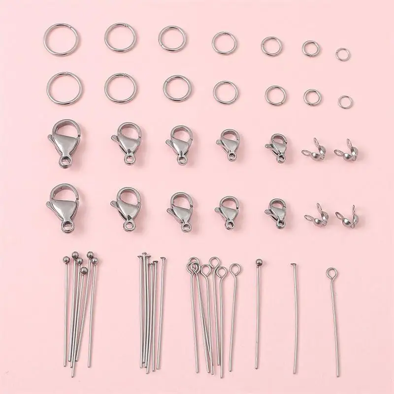 Mix Styles Stainless Steel Ball Lobster Clasps Hooks Jump Rings End Clasps Connectors For Necklace Findings Diy Jewelry Making