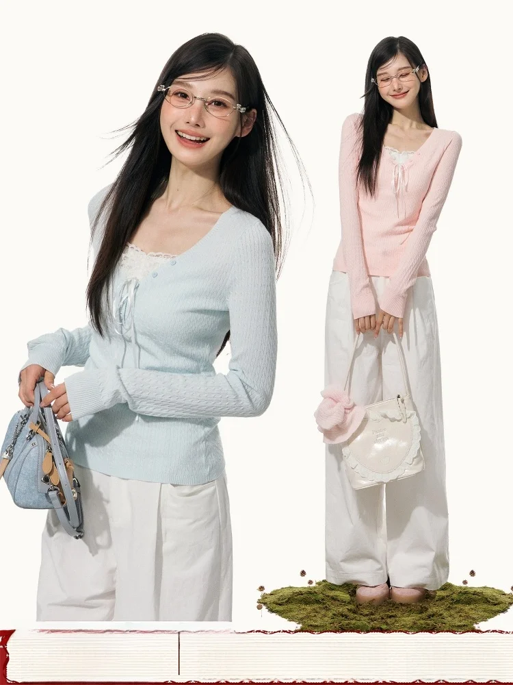 

Женский приталенный вязаный свитер ELEVEN SPv с длинным рукавом, V-образным вырезом и бахромой, в корейском стиле, повседневный, весенний, модный топ