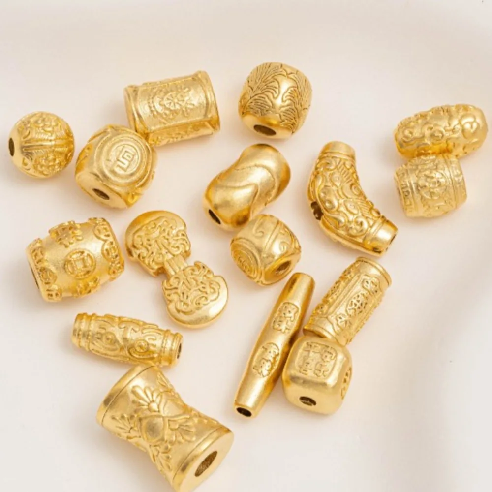 

Gold Pattern Partition Lucky Bucket Bead Drum Bead Long Tube Bead DIY Bracelet Bracelet Necklace Jewelry Accessories