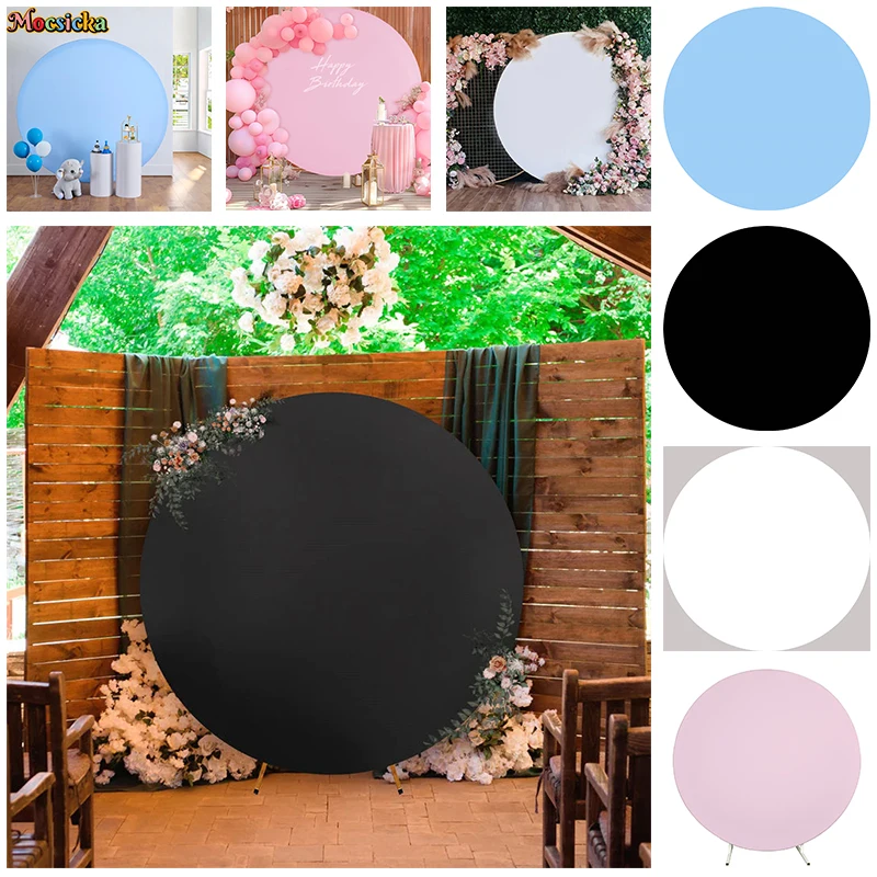 

Mocsicka Round Photography Backdrops Happy Birthday Party Wedding Backgrounds Adult Kids Portraits Studio Props Photo Banners