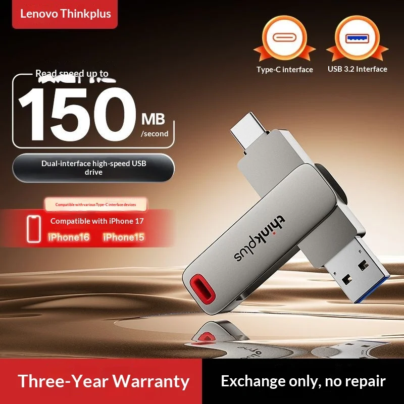 ThinkPlus 64GB USB C Flash Drive 2 in 1 Dual Interface USB 3 2 High Speed Memory Stick for Phone Laptop PC