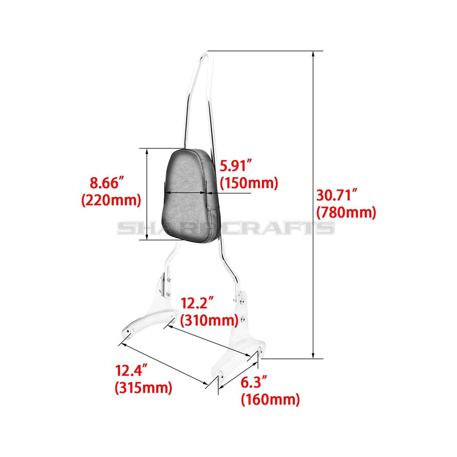 For Honda Shadow ACE 400 VT400 VT750 VT 400 VT 750 1997-2003 2002 2001 2000 Motorcycle Spike Bow Passenger Backrest Sissy Bar