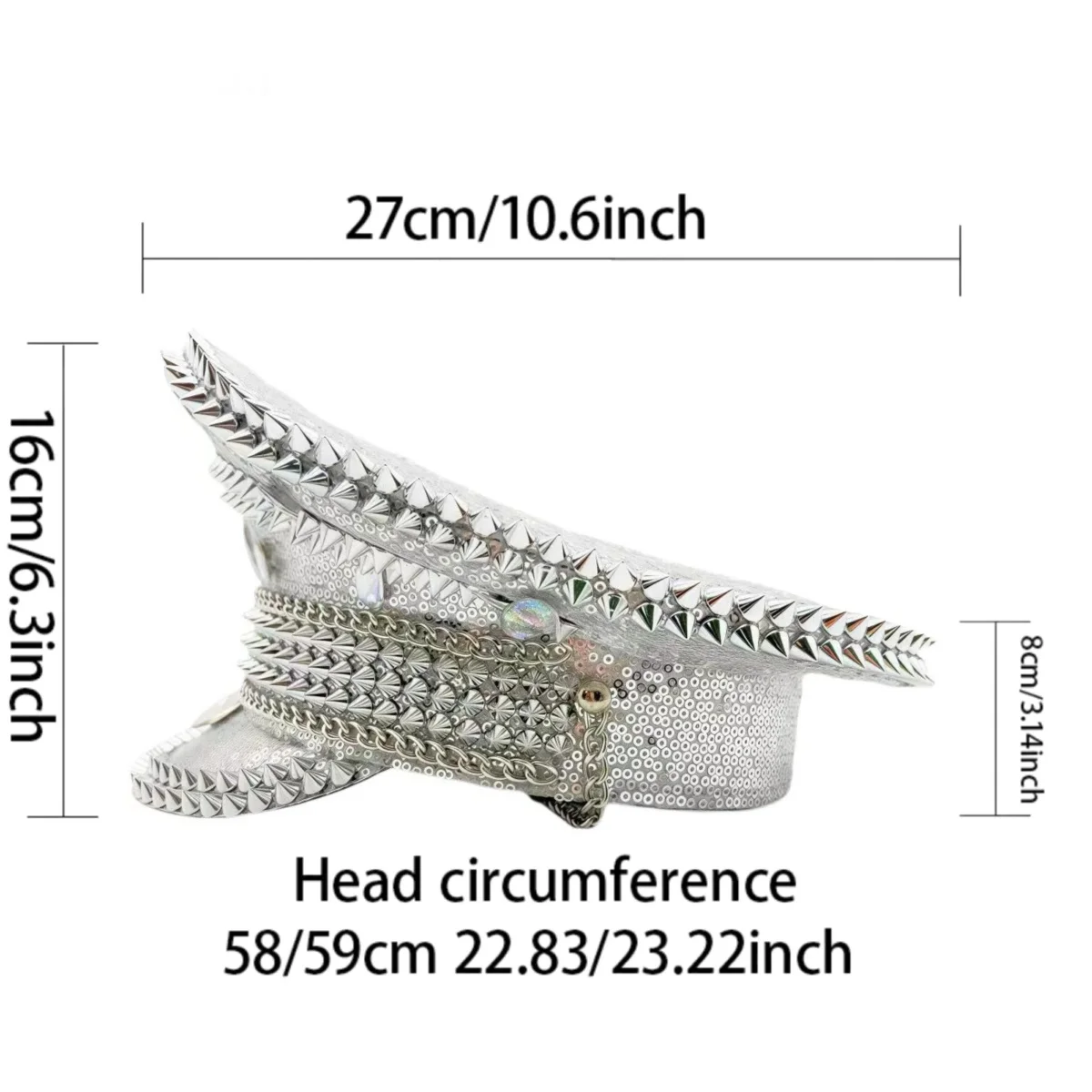 HongLuan zilveren Halloween kostuum hoed volwassene, kapitein hoeden strass voor Burning Man Festival vrouw, cosplay vrouwelijke accessoires