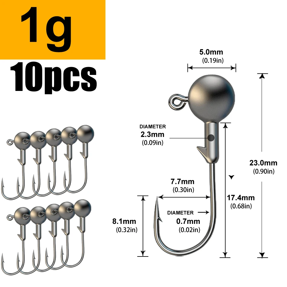 MrLurion 1g 2g 3g 4g 5g 10g 20g 22g 25g 28g Angeljigkopfhaken, Rigging-Haken für Crank Soft Grub Worm Köder, scharfe Haken