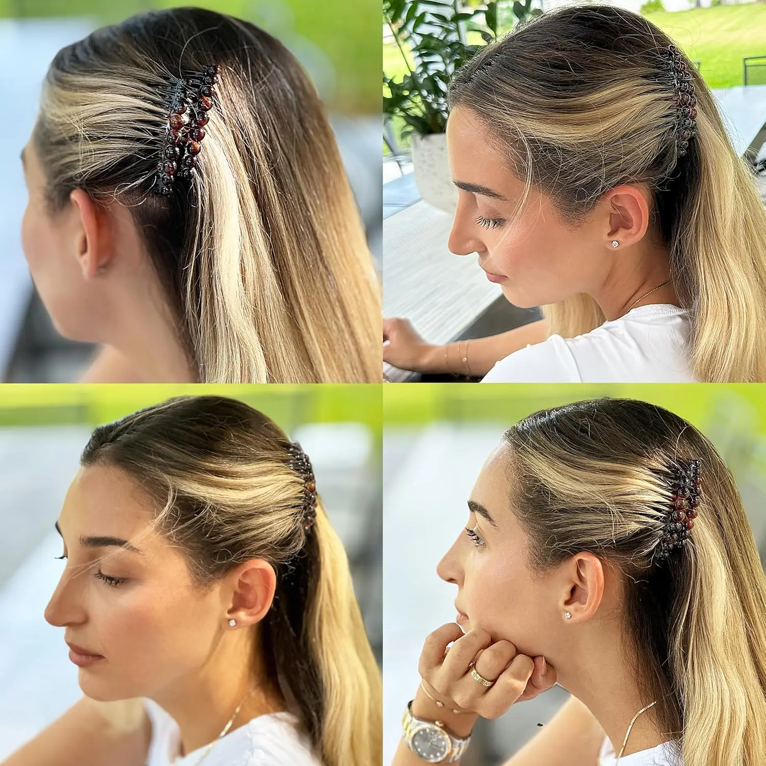 6 Stück französische Haarseitenkämme für Frauen, feines dünnes Haar, dekorative Haarkämme für Frauen und Mädchen, Braut, Hochzeit, Schleier, Haarspange, Kämme – Detail 3