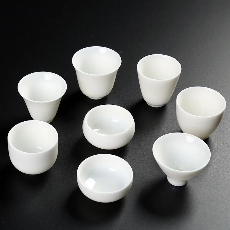 Jade Porcelain Tea Cup Small Ceramic Kung Fu Cup Personal Master Cup Single Tea Bowl Water Mug Teaset Household Drinkware New