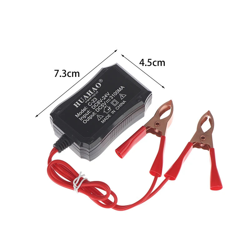 NEW 1/2Pcs 12V 24V To 5V Emergency Power USB Adapter With 3USB Ports And Battery Clip For High-Efficient Phone Charging
