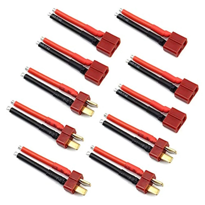 T Plug Connector -Female and Male Connectors with 14AWG Silicone Wire Cable RC Lipo Battery Pipe for RC Car Drone 40mm
