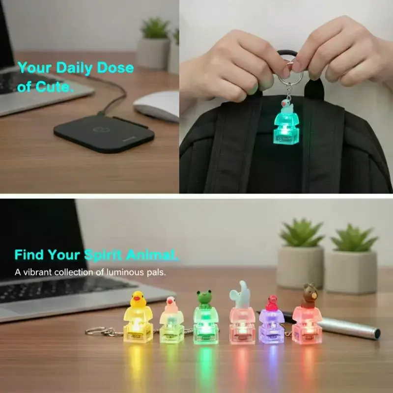 Animal Keyboard Fidget Keychain Finger Button Clicker Decompression Toy With Colorful Lights