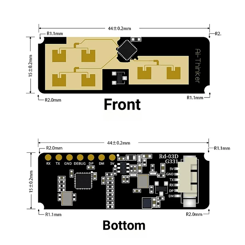 A29F-5X Rd-03D 24G Multi-Target Lintasan Gerak Manusia Lokalisasi dan Pelacakan Modul Radar Antena PCB On-Board