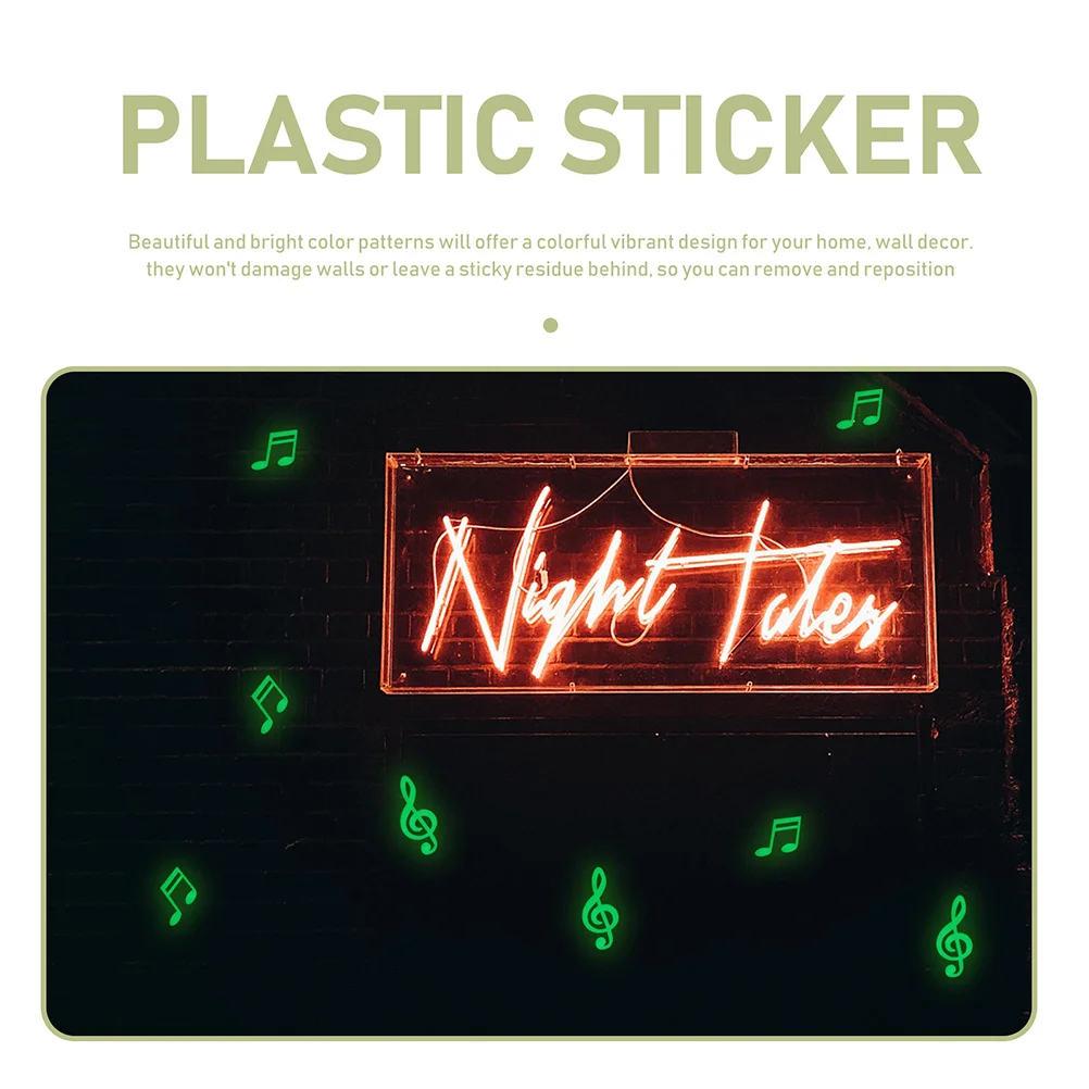 

10 Sheets Music Note Wall Stickers DIY Glow in for Girl Room Decor Colorful Luminous Decals Kids Room