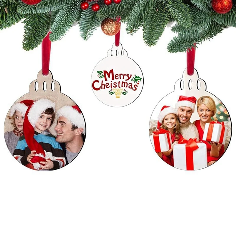 20 PCS Sublimation Christmas Ornaments Blanks MDF Double Sided Heat Transfer Sublimation Memorial Christmas Ornament