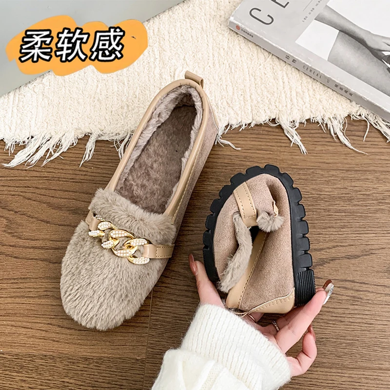 Shoes Woman 2024 Slip-on Casual Female Sneakers Loafers Fur New Slip On Moccasin Grandma Winter Casual Woman Shoe Slip-on Loafer