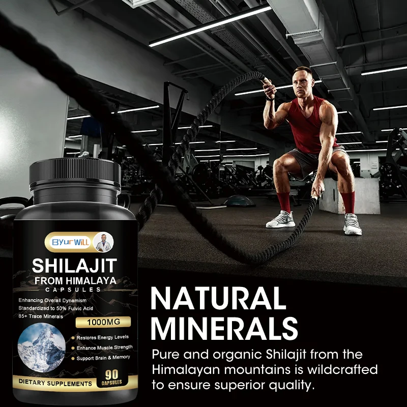 ByurWill Himalaya Original Shilajit Capsules Rich Trace Minerals & 50% Fulvic Acid Support Immunity, Muscle & Endurance, Energy