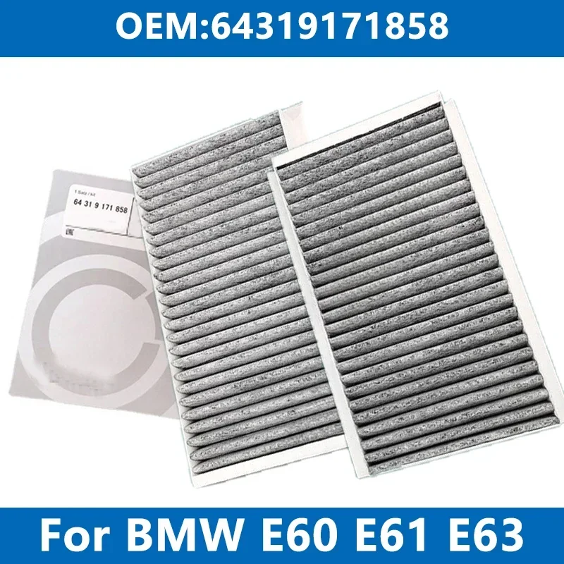 

2Pcs Car Cabin Air Filter Conditioner 64319171858 For BMW E60 E61 E63 Touring 520d 520i 523 525xi 530 535 635ci Activated Carbon