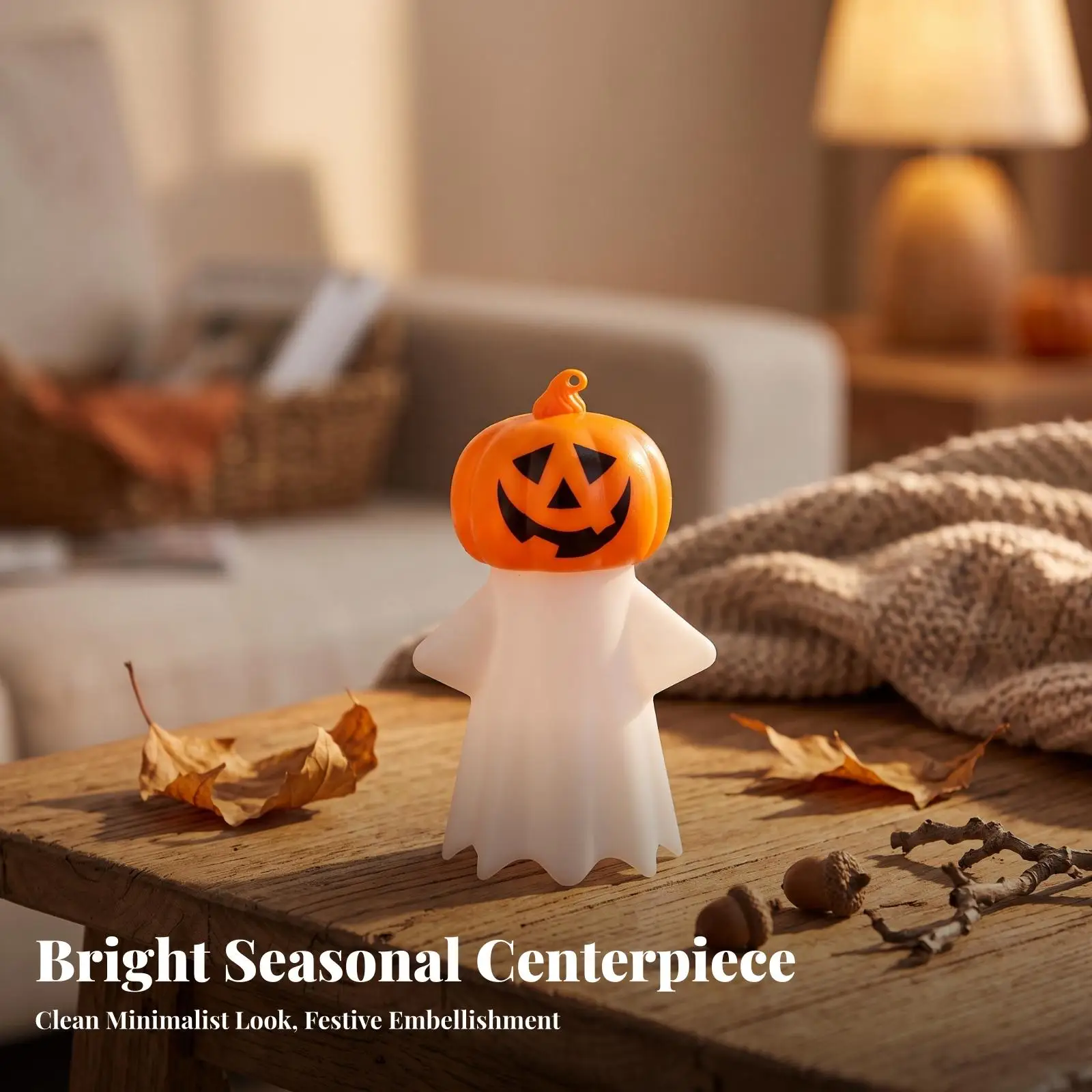 Halloween Pumpkin Lantern Ghost Decoration Warm LED Light for Party Tabletop Ambiance