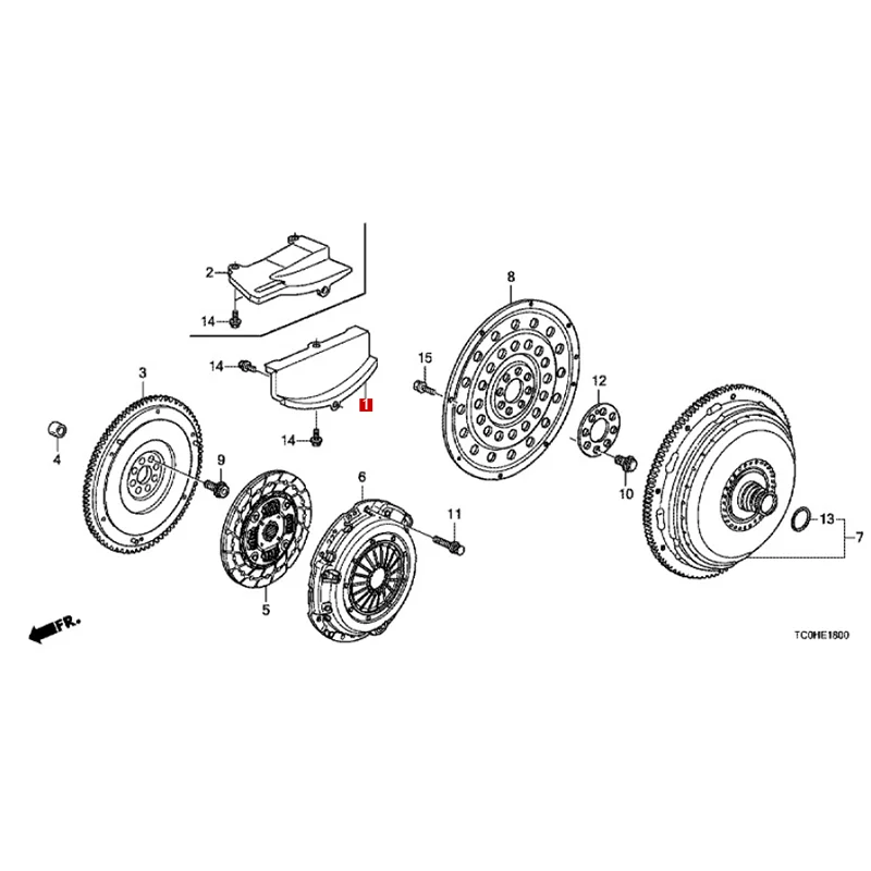 Ho nd a engine clutch/hydraulic torque converter (L 4) clutch case cover 1 21350PRB000/21350-PRB-000/21350 PRB 000