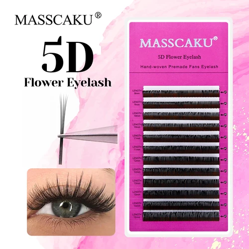 MASSCAKU 5D Hada de las flores Flora pestañas en racimo 8-15mm longitud mixta mano Wowen prefabricado volumen Fans extensión de pestañas productos de maquillaje