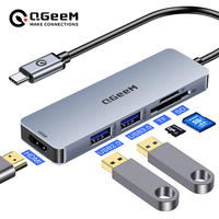 QGeeM USB C Hub Dock for Macbook Pro Multi 3.0 USB Hub Type C Adapter Card Readers HDMI Splitter Type-C Hub for Laptops Tablets