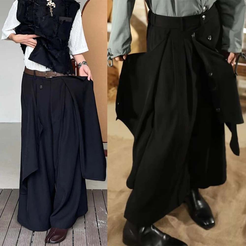 

Summer New Men's Solid Color Button Pants Skirt Japanese Retro Fashion Trend Street Leisure Loose Breathable Niche Men's Bottoms