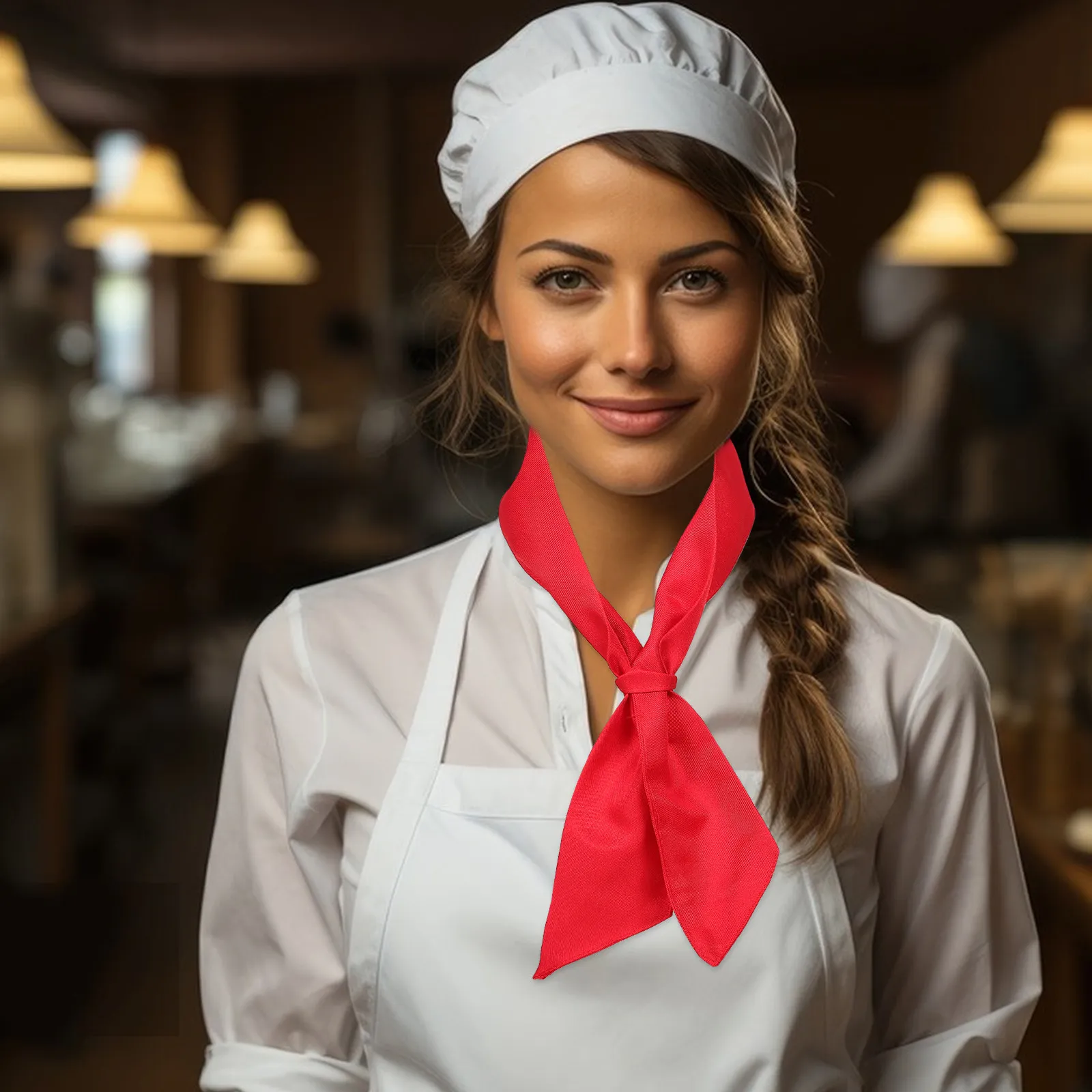 

Red Chef Scarf Cotton Neckerchief for Men Women Sweat Absorbing Comfortable Breathable Chef Outfit Scarf for Kitchen Restaurant