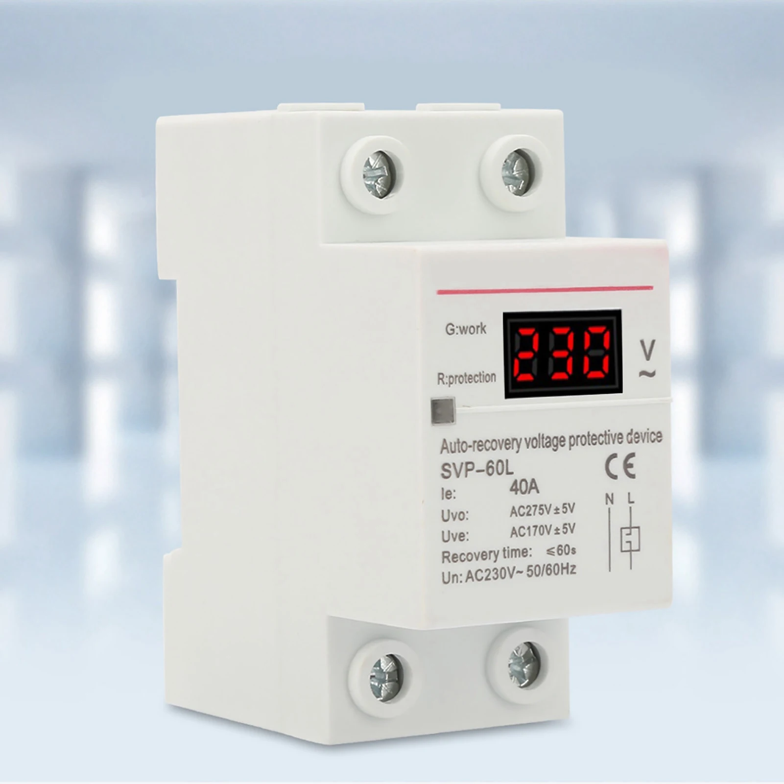 Dispositivo de reconexão de tensão 230V 40A Dispositivo de sobretensão e subtensão de recuperação automática Protetor de montagem em trilho DIN