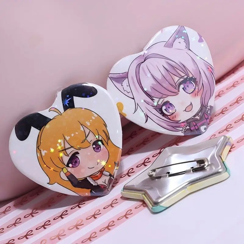 Custom Badge Pins Button Pins Heart Shaped Star Shape Cat Ear Shape Tinplate Lapel Button Personal Pet Anime Photos Gift Custom - view 3