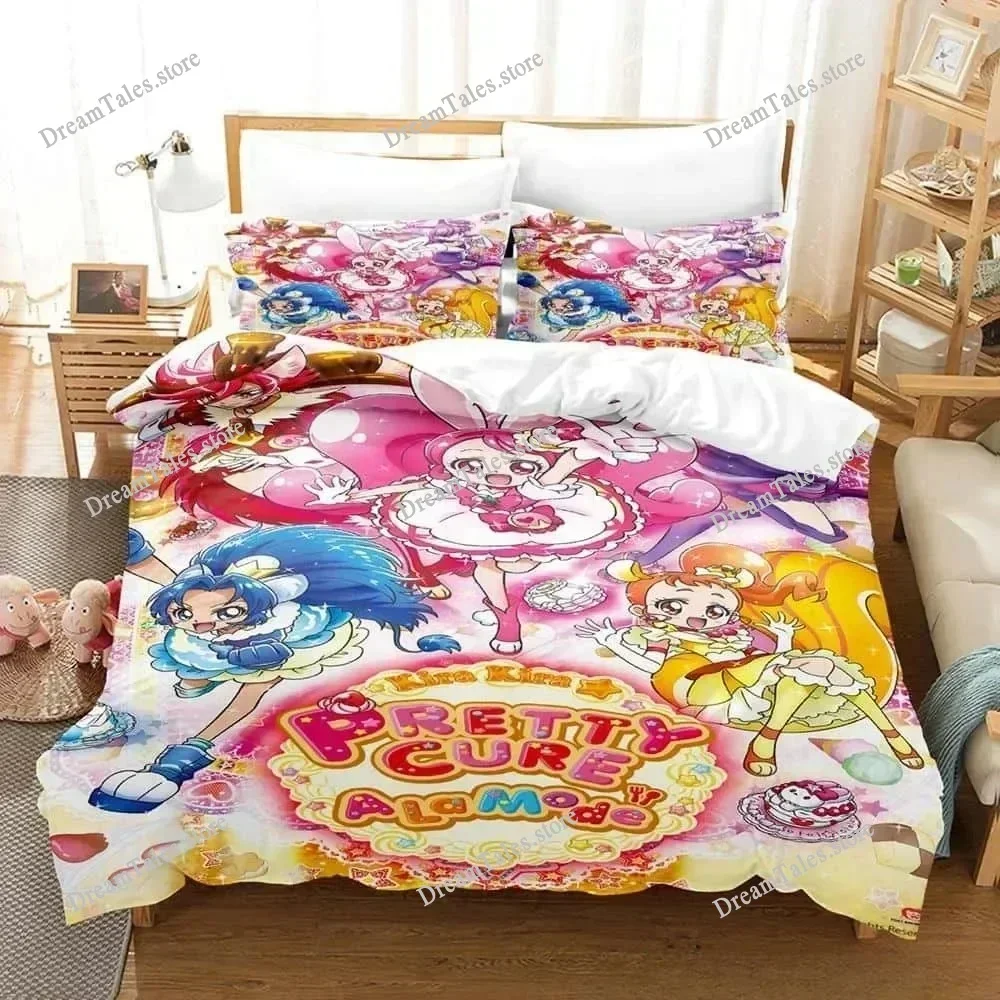 New 3d Anime Kawaii Grils Smile PreCure! Bedding Set Single Twin Full Queen King Size Bed Set Adult Kid Bedroom Duvet Cover Sets