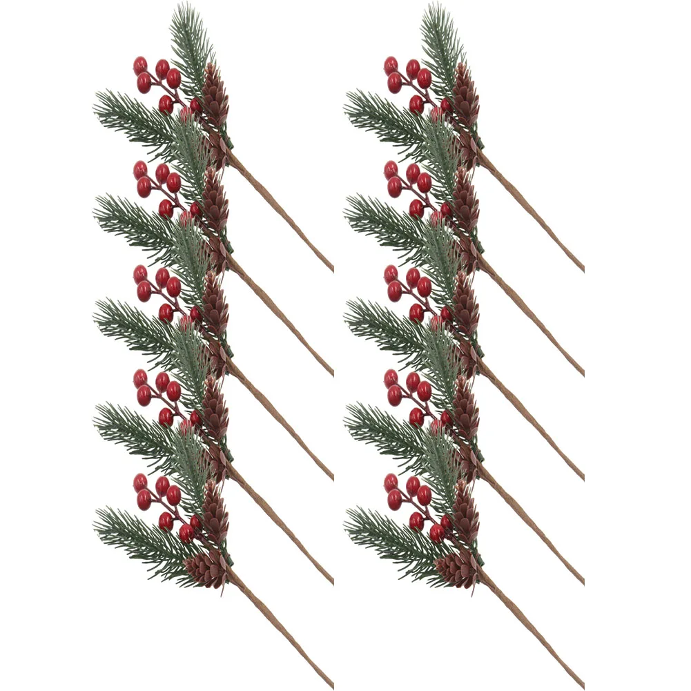 Set of Ten Faux Pines With Berry & Cone Accents For Creating Stunning Displays During the Winter Season In Your Home or Office