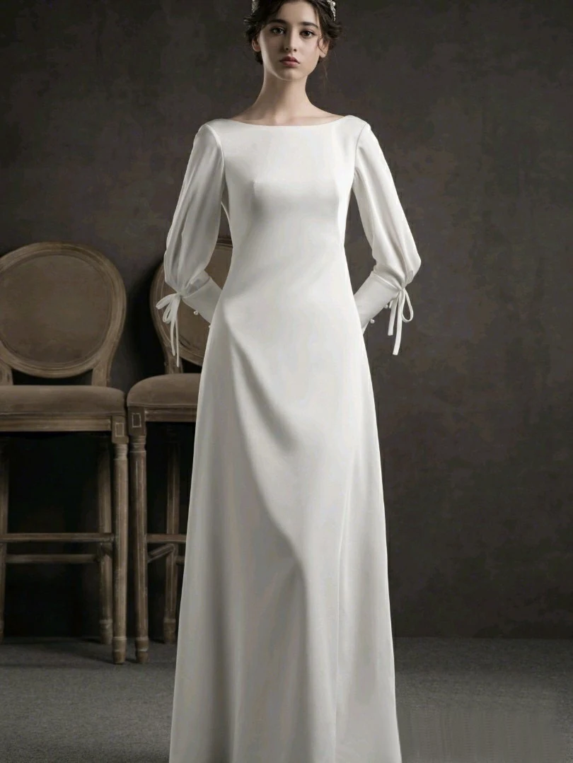 Precioso vestido de novia De satén para mujer, vestidos De novia personalizados com manga casquillo, flores, cola De corte