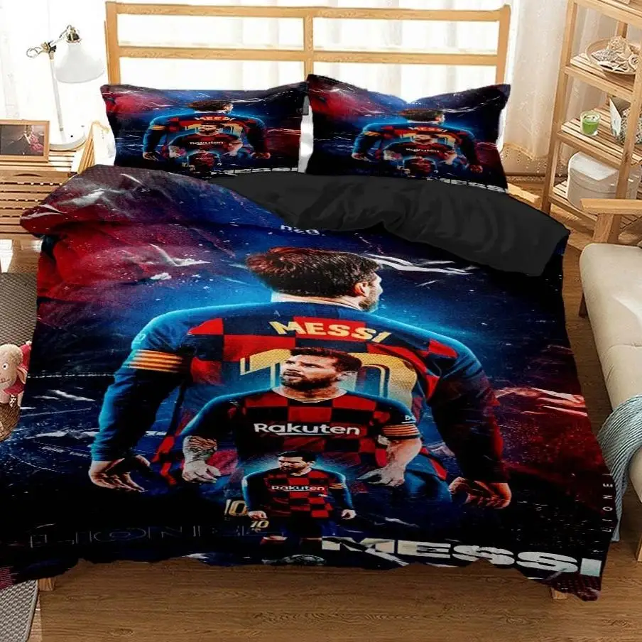 ليونيل ميسي طقم سرير نجم كرة القدم حاف مجموعة غطاء طقم سرير الملك الملكة مزدوجة التوأم حجم المعزي مجموعة غطاء للديكور