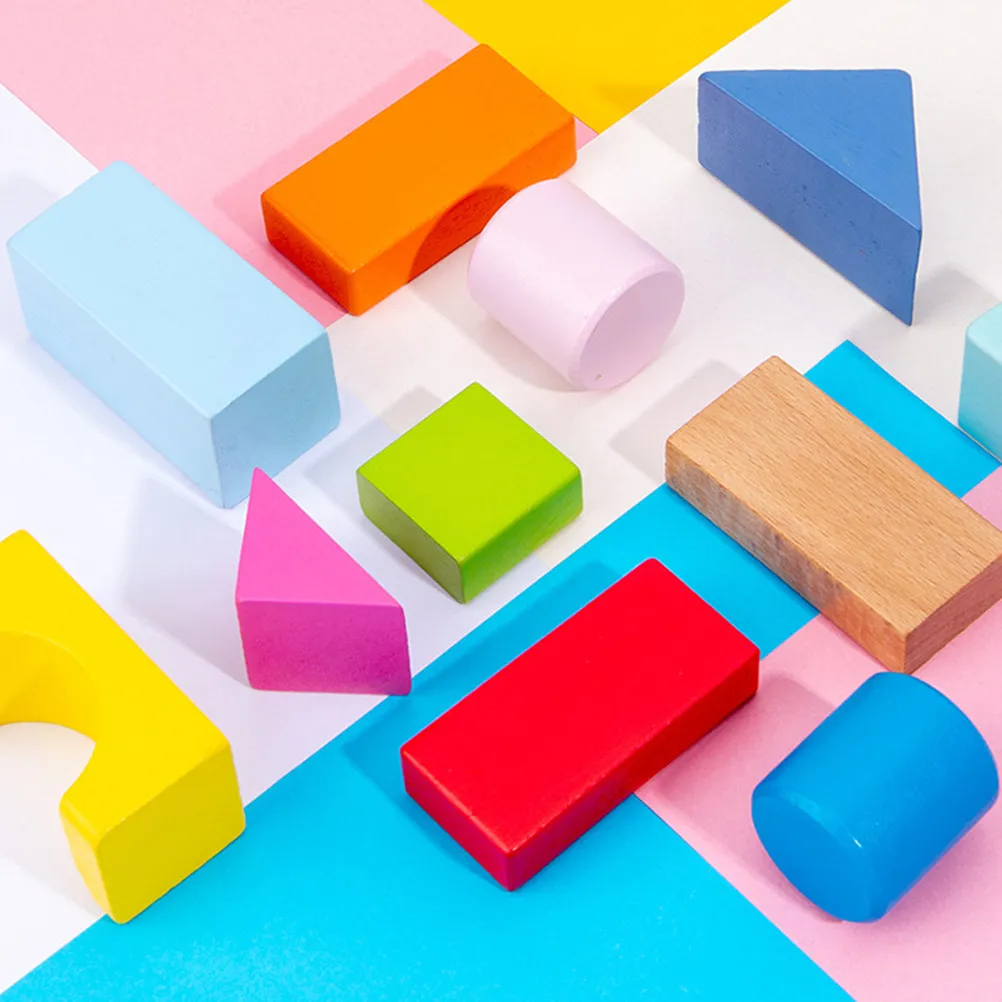 

100Pcs Wooden Geometric Blocks Kids Educational Stacking Game Early Learning Baby Building Fun Wood Building Block Kids