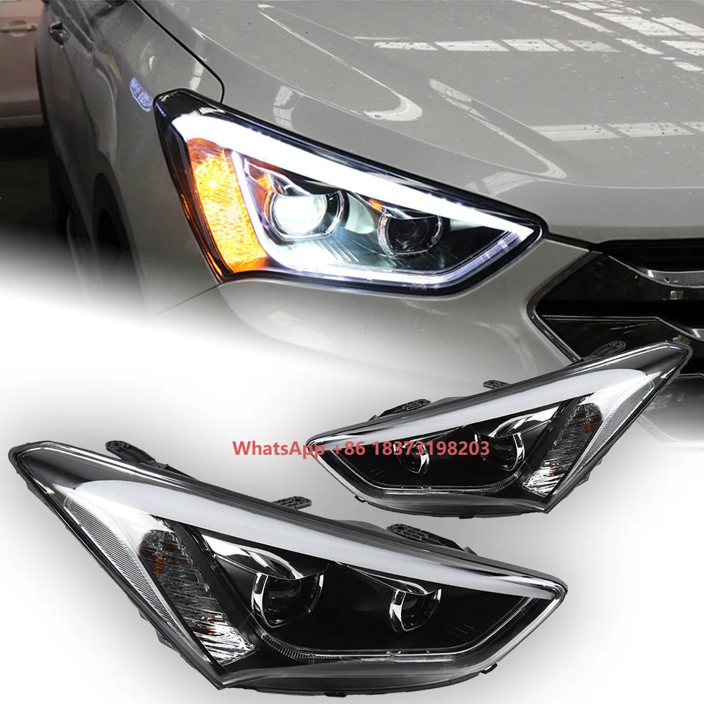 Car Lights for IX45 Headlight Projector Lens 2013-2016 Santa Fe Signal Head Lamp LED Headlights Drl Automotive Accessory
