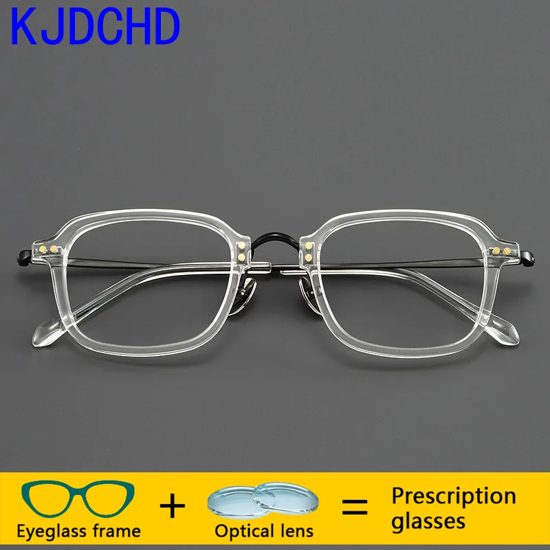 Korean Fashion Eye Glasses Acetate Frame Titanium Legs Optical Eyeglasses Prescription Eyewear Frames Spectacle Unisex Vintage