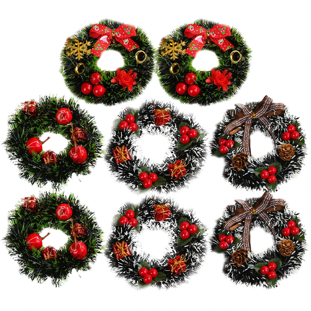 

8pcs Christmas Wreath PVC for Crafts Bedroom Living Room Party Supplies Xmas Hanging Wall Decor Never Wither Easy Hang