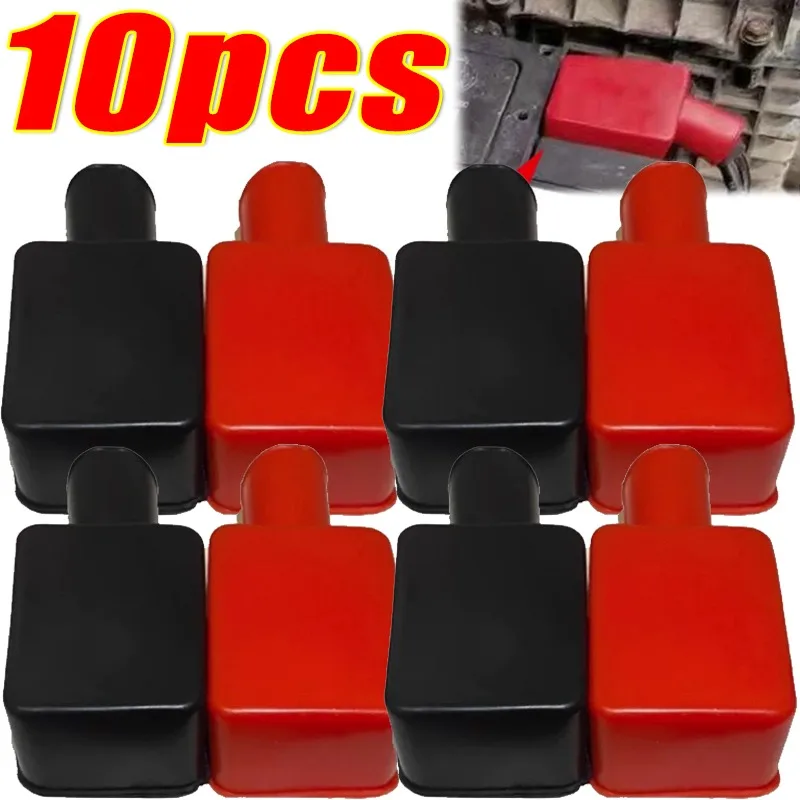 Universal Car Battery Terminal Black Red Covers PVC Dust Cover Battery Positive Negative Insulation Protector Auto Parts 2-10pcs