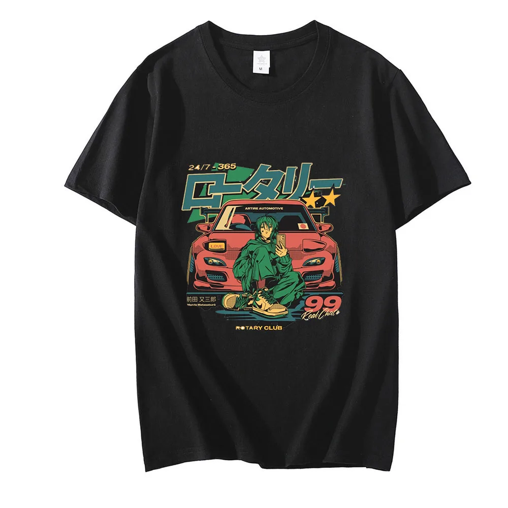 GTO Car T Shirts Japanese Anime T-Shirt Handsome Men Clothing Short Sleeve Tshirt 100% Cotton Summer Fashion Trend Top