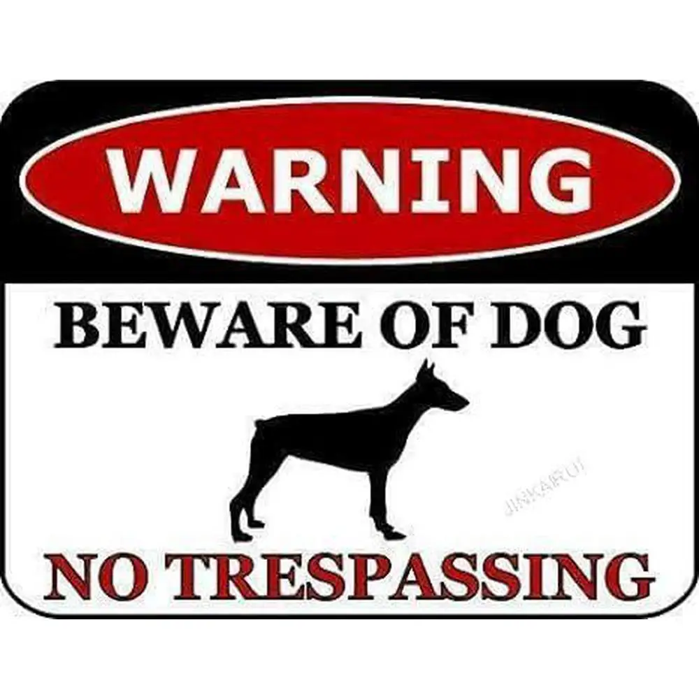 Beware of Doberman Dog Metal Warning Sign -   Heavy-Duty No Trespassing Security Sign with Red Border & Black Silhouette, No Fir
