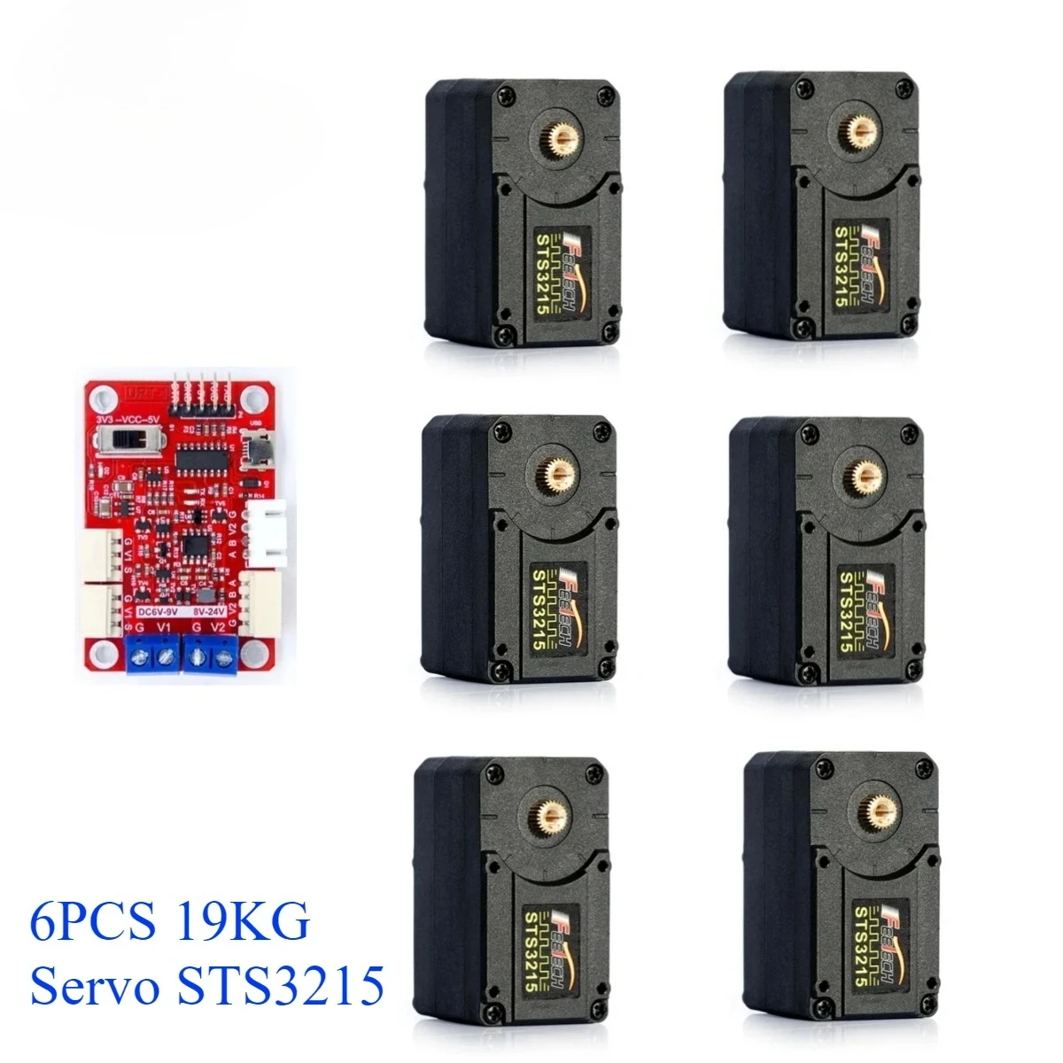 6pcs Feetech STS3215 19KG 7.4V Dual Axis TTL String Servo for SO-ARM100 Robotic Arm for Programming Robot ST-3215-C001