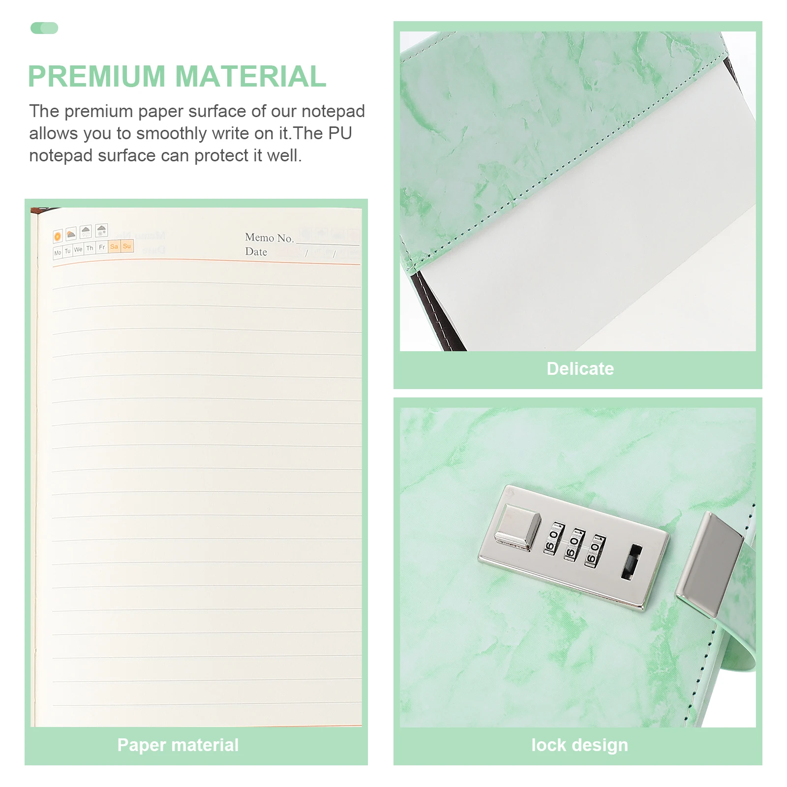 

Password Diary Book Lock Notebook Secure Portable Writing Supply Multi-Function Notepad Organizer