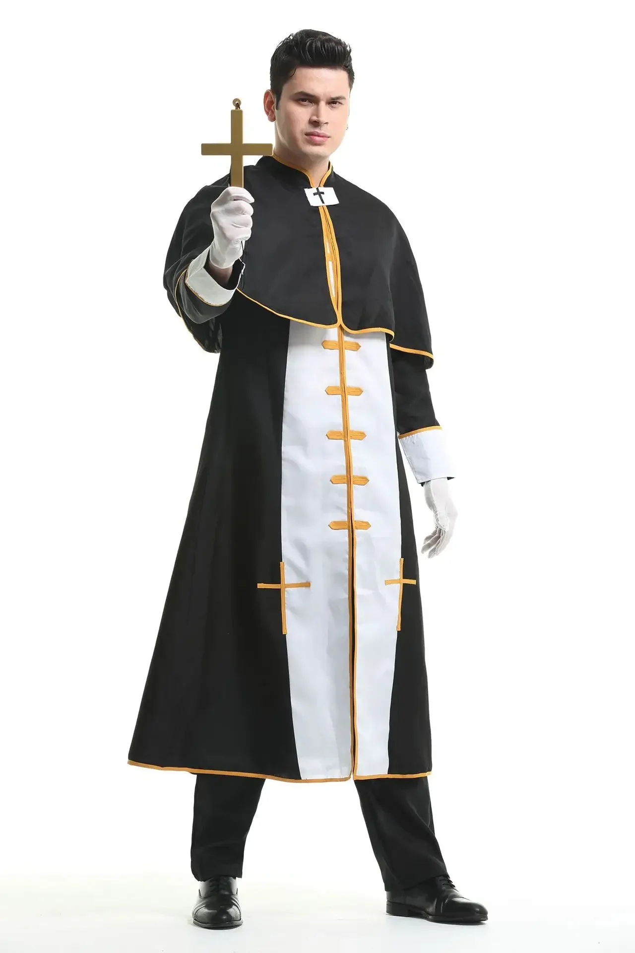 

Halloween Cosplay Priest Costume Black Robes Fancy Dress