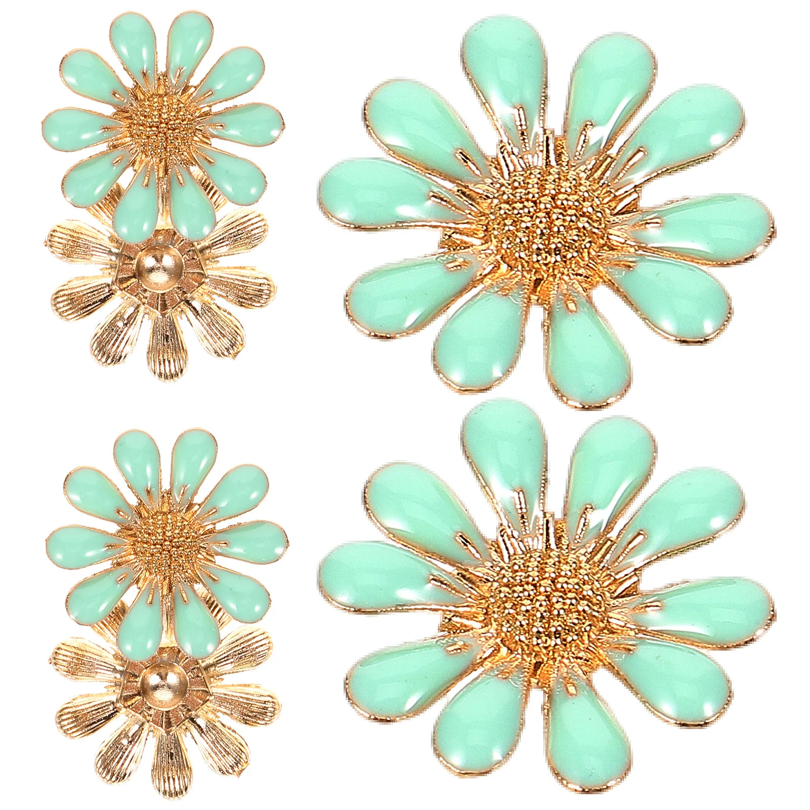 

6pcs Drop Oil Flower Decorations Rhinestone Copper Diy Accessories For Clothes Shoes Hats Handmade Craft Material Decoration