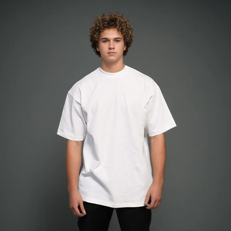 New Men's T Shirt Cotton High Quality Short Sleeve Top Man Summer Breathable Round Neck Loose Black White Tee